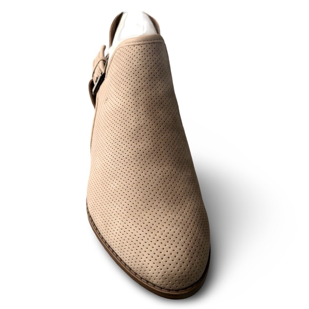 Lane Bryant Taupe Perforated Side Cutout Ankle Booties Sz 9W Low Stacked Heel - Picture 5 of 12